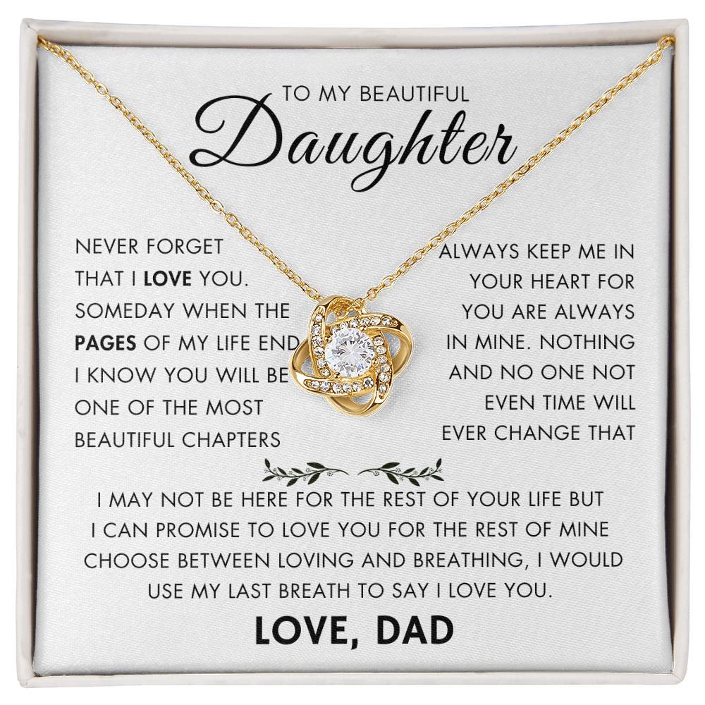 "To My Daughter - Never Changing Love from Dad - Love Knot Necklace"