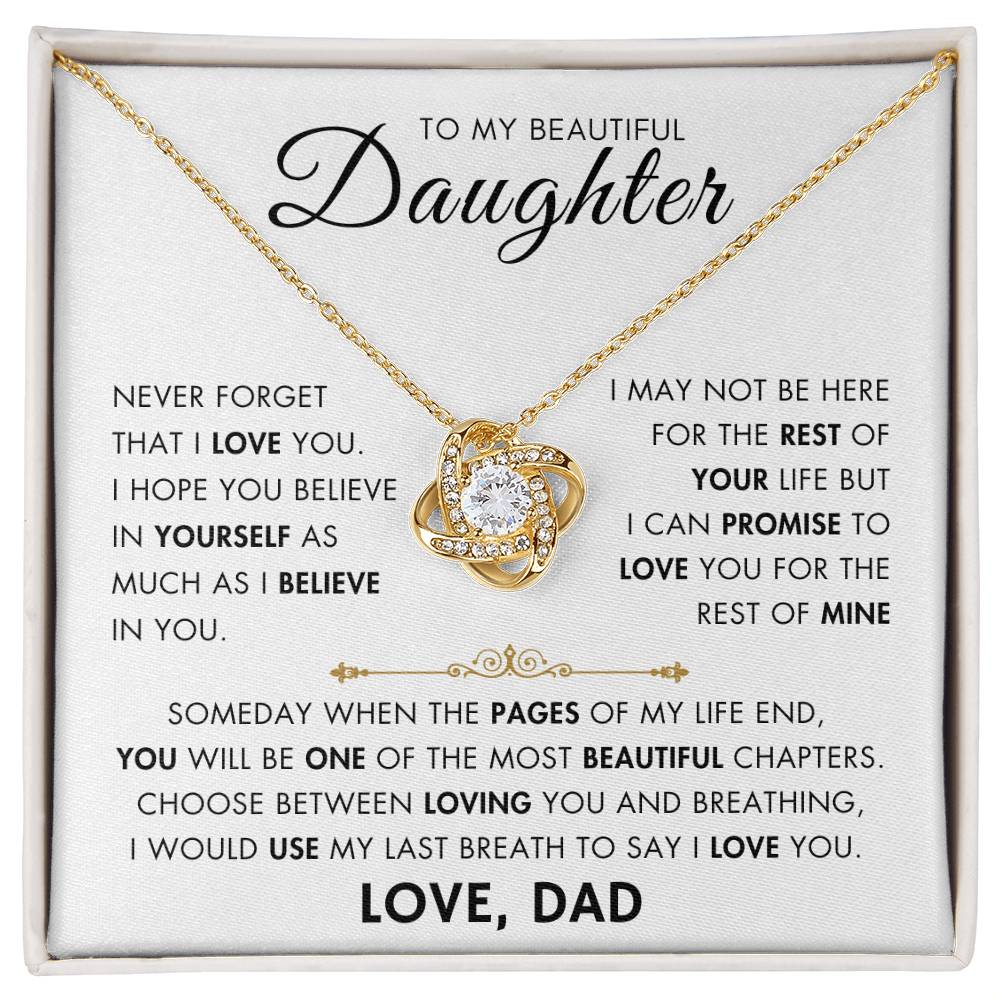 To My Daughter - My Beautiful Chapter - Love Dad - Love Knot Necklace