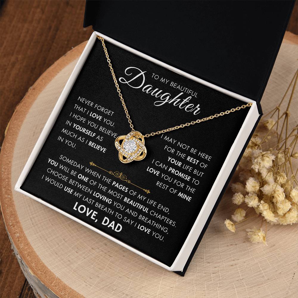 To My Daughter - My Beautiful Chapter - Love Dad - Love Knot Necklace -BG 1