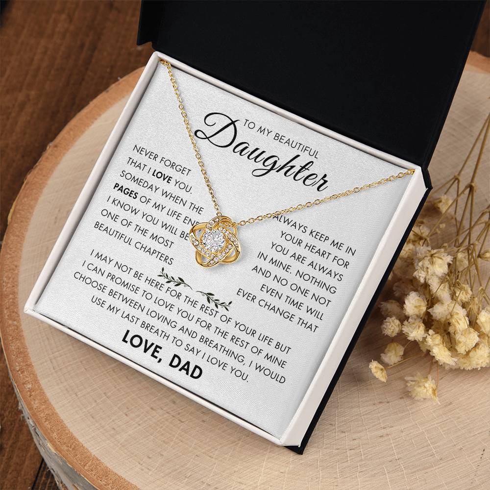 "To My Daughter - Never Changing Love from Dad - Love Knot Necklace"