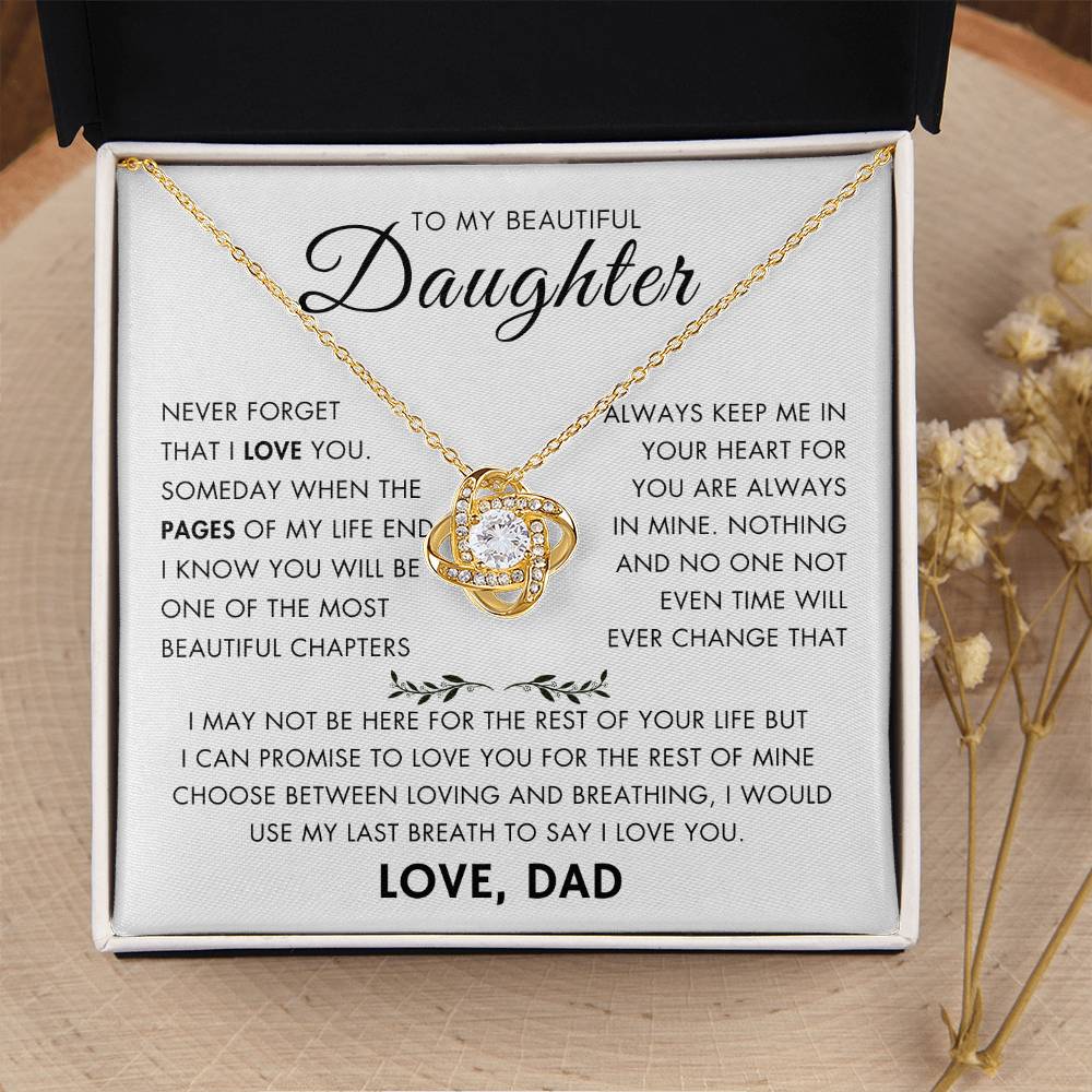 "To My Daughter - Never Changing Love from Dad - Love Knot Necklace"