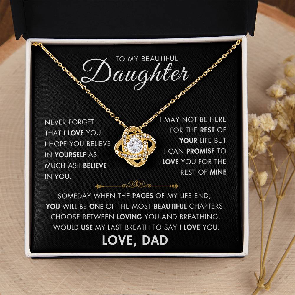 To My Daughter - My Beautiful Chapter - Love Dad - Love Knot Necklace -BG 1