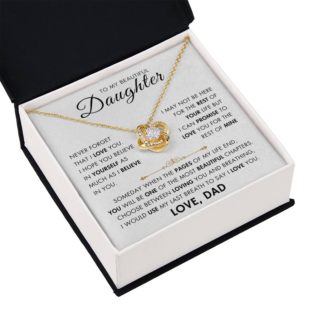 To My Daughter - My Beautiful Chapter - Love Dad - Love Knot Necklace