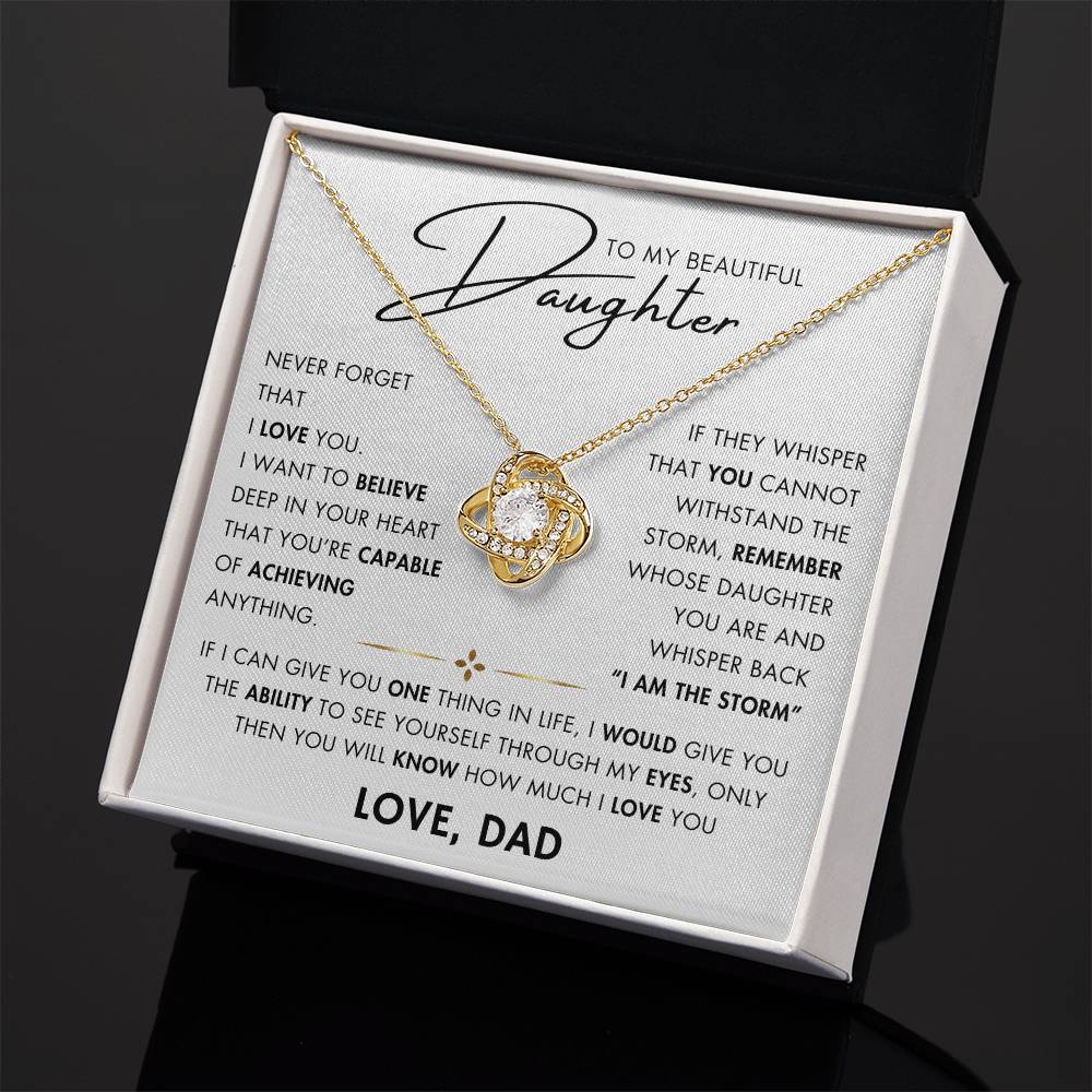 To My Daughter - You Are Capable - Love Knot Necklace - Love Dad