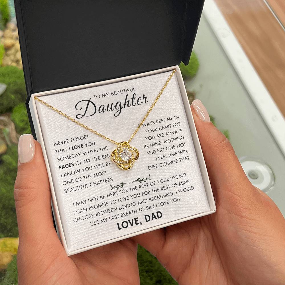 "To My Daughter - Never Changing Love from Dad - Love Knot Necklace"