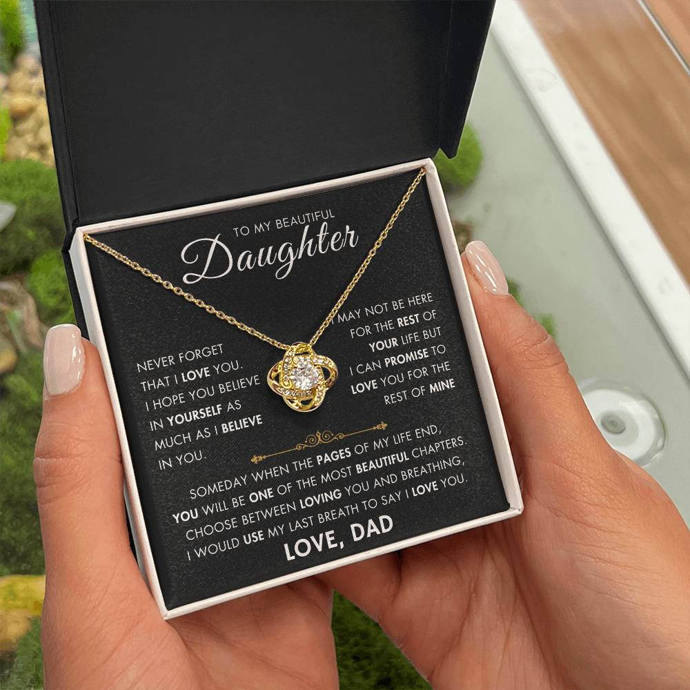 To My Daughter - My Beautiful Chapter - Love Dad - Love Knot Necklace -BG 1