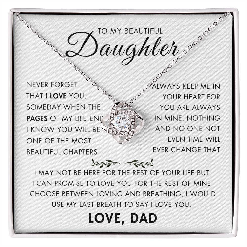 "To My Daughter - Never Changing Love from Dad - Love Knot Necklace"