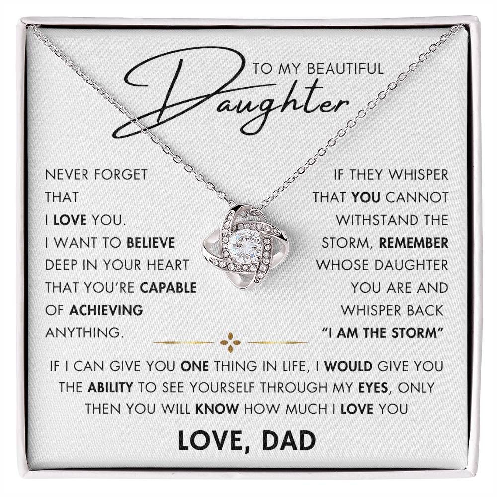 To My Daughter - You Are Capable - Love Knot Necklace - Love Dad