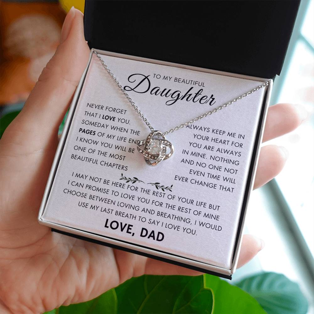 "To My Daughter - Never Changing Love from Dad - Love Knot Necklace"