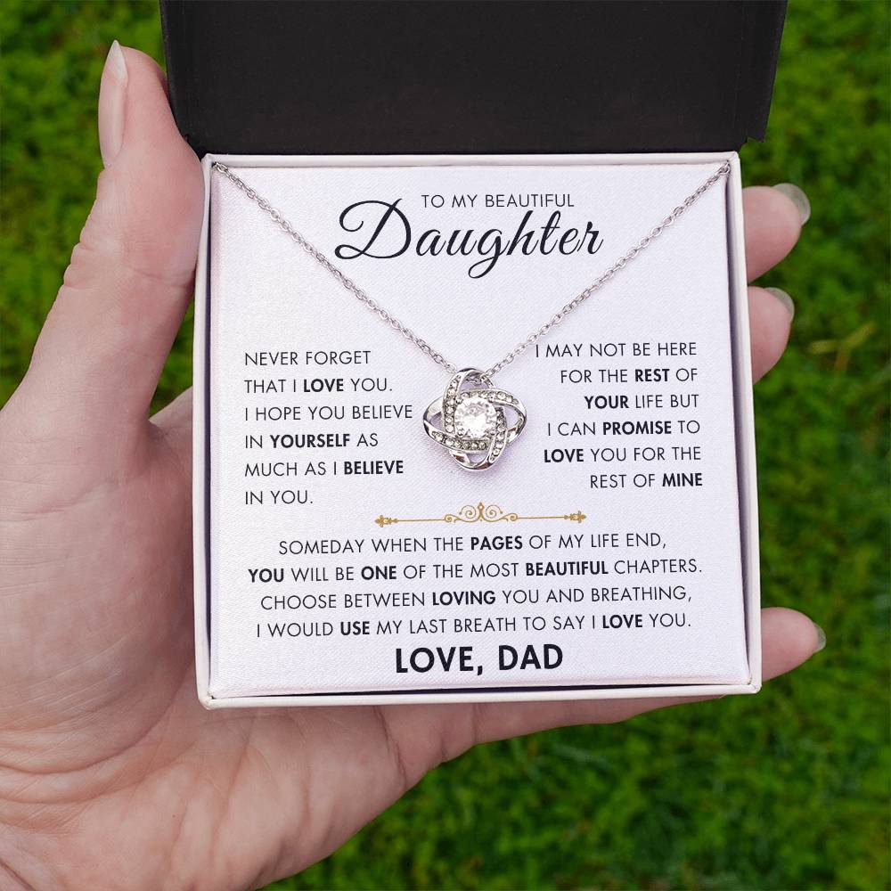 To My Daughter - My Beautiful Chapter - Love Dad - Love Knot Necklace