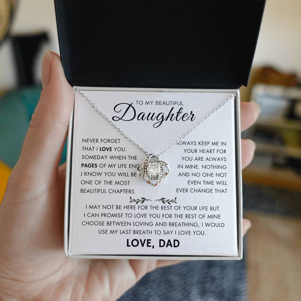 "To My Daughter - Never Changing Love from Dad - Love Knot Necklace"