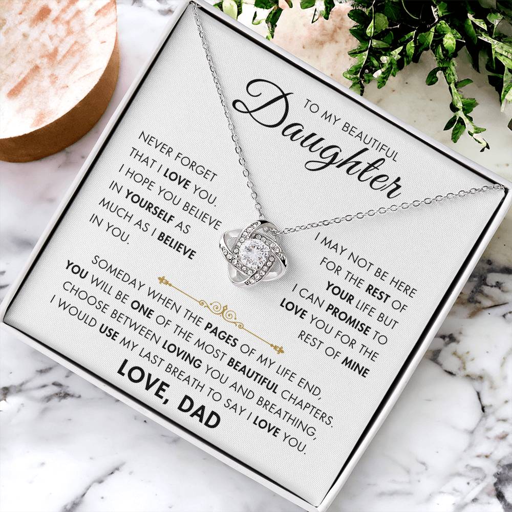 To My Daughter - My Beautiful Chapter - Love Dad - Love Knot Necklace