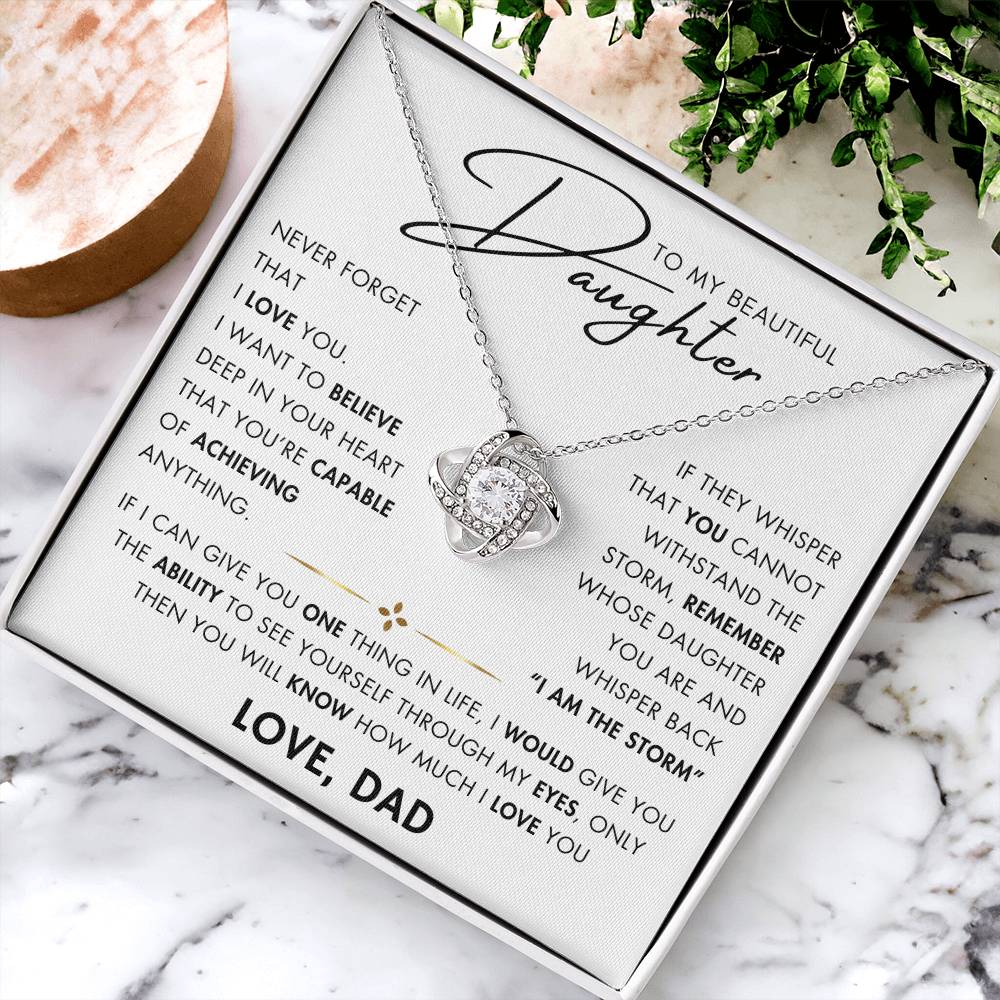 To My Daughter - You Are Capable - Love Knot Necklace - Love Dad