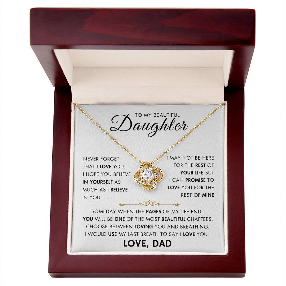 To My Daughter - My Beautiful Chapter - Love Dad - Love Knot Necklace