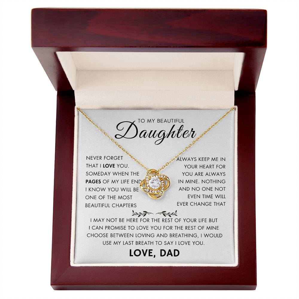 "To My Daughter - Never Changing Love from Dad - Love Knot Necklace"