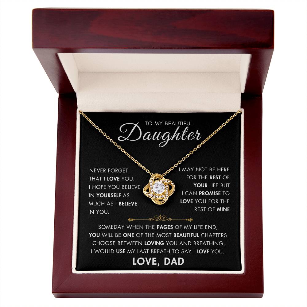 To My Daughter - My Beautiful Chapter - Love Dad - Love Knot Necklace -BG 1