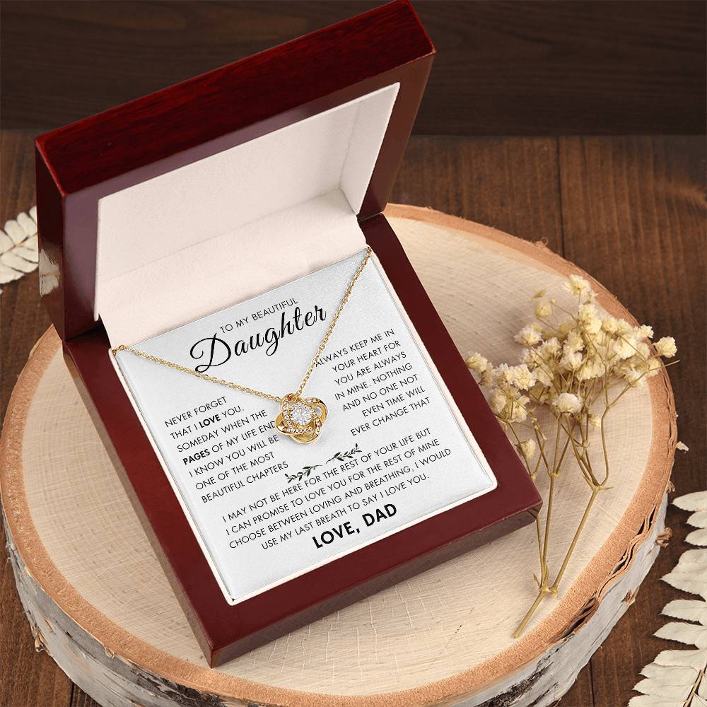 "To My Daughter - Never Changing Love from Dad - Love Knot Necklace"