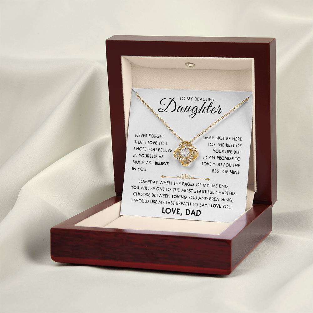 To My Daughter - My Beautiful Chapter - Love Dad - Love Knot Necklace