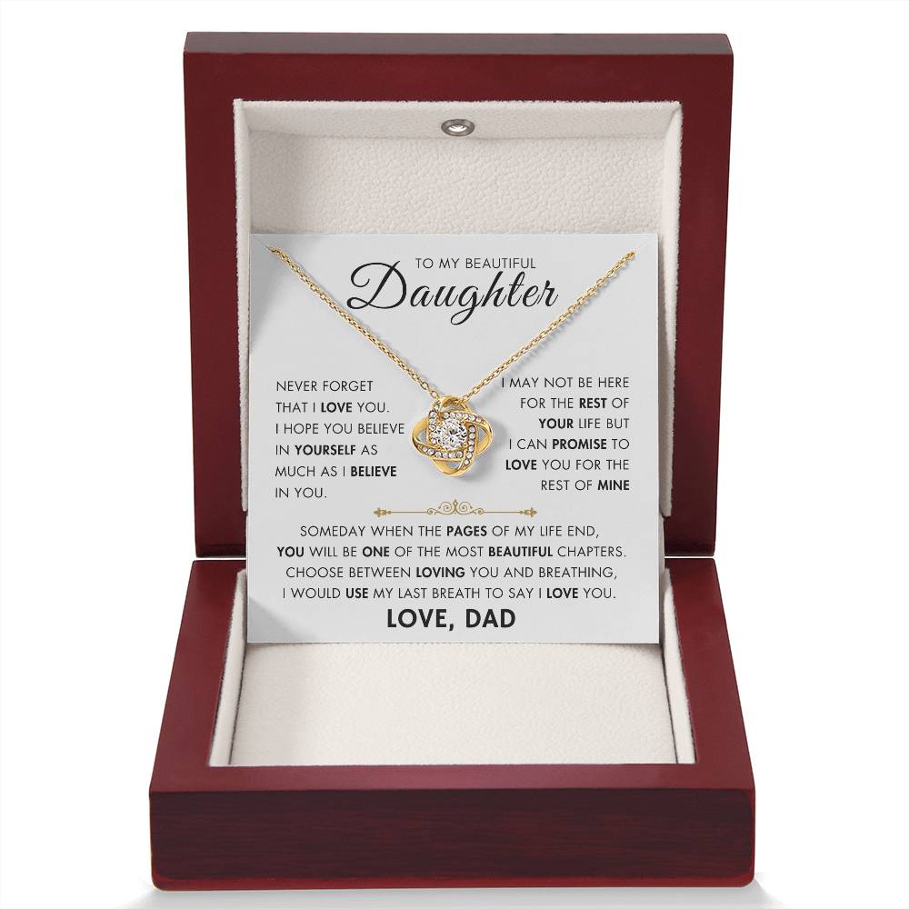 To My Daughter - My Beautiful Chapter - Love Dad - Love Knot Necklace