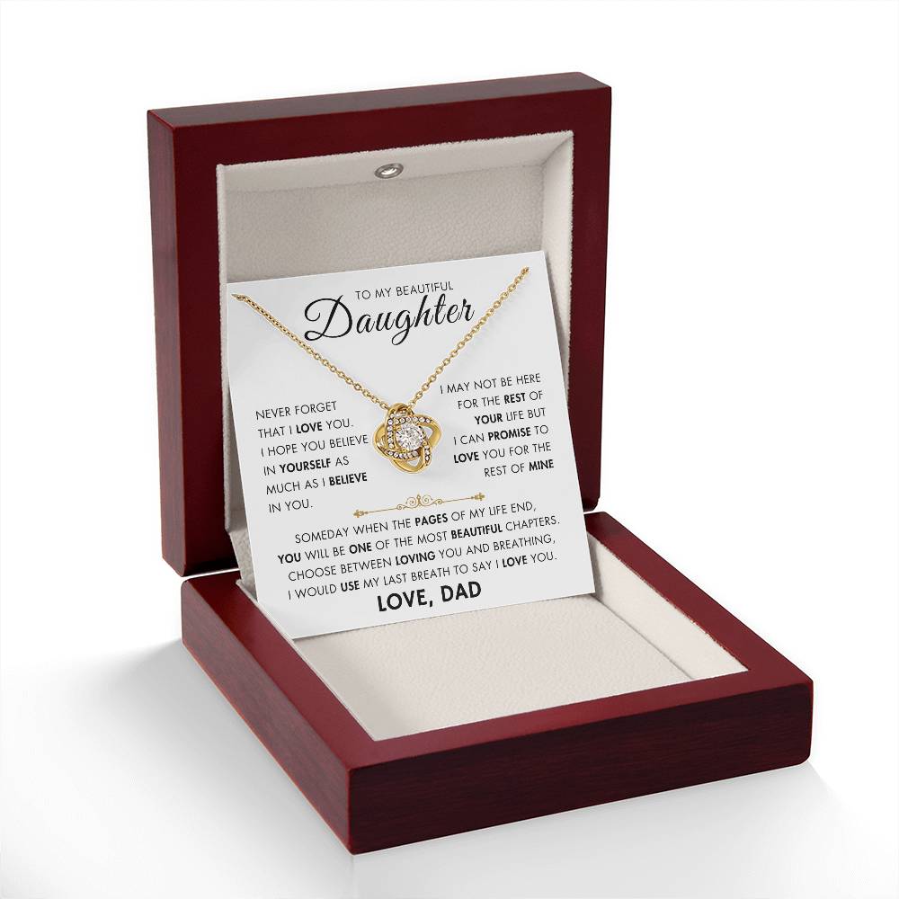 To My Daughter - My Beautiful Chapter - Love Dad - Love Knot Necklace