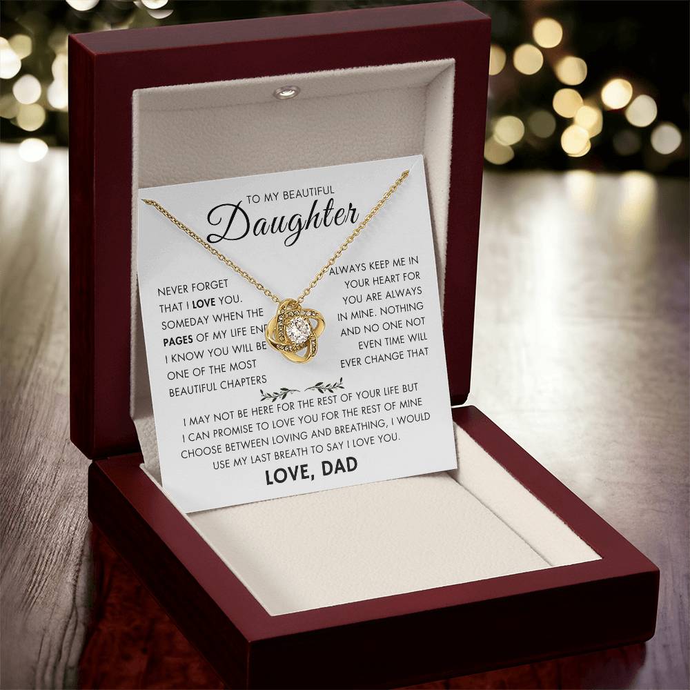 "To My Daughter - Never Changing Love from Dad - Love Knot Necklace"