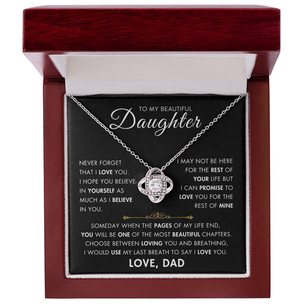 To My Daughter - My Beautiful Chapter - Love Dad - Love Knot Necklace -BG 1