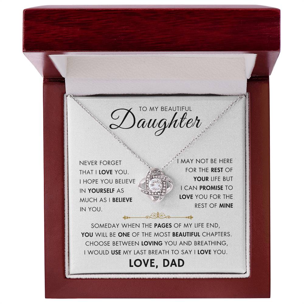 To My Daughter - My Beautiful Chapter - Love Dad - Love Knot Necklace