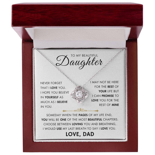 To My Daughter - My Beautiful Chapter - Love Dad - Love Knot Necklace