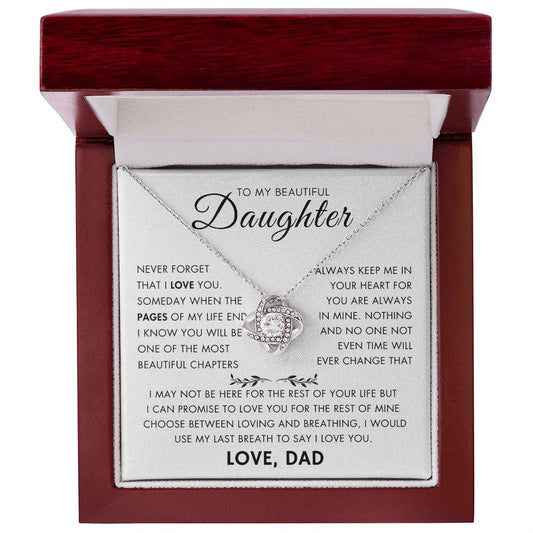 "To My Daughter - Never Changing Love from Dad - Love Knot Necklace"