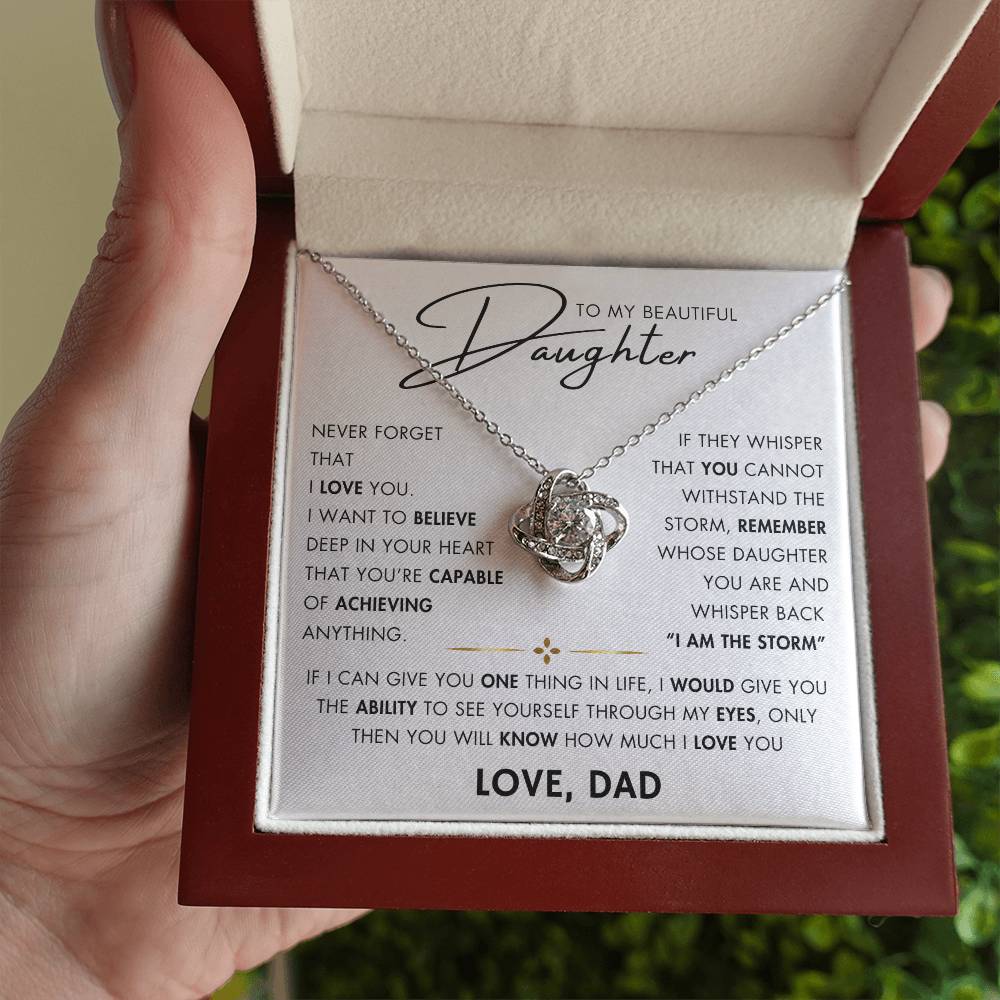 To My Daughter - You Are Capable - Love Knot Necklace - Love Dad