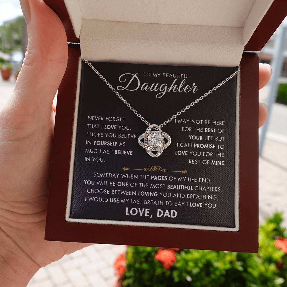 To My Daughter - My Beautiful Chapter - Love Dad - Love Knot Necklace -BG 1