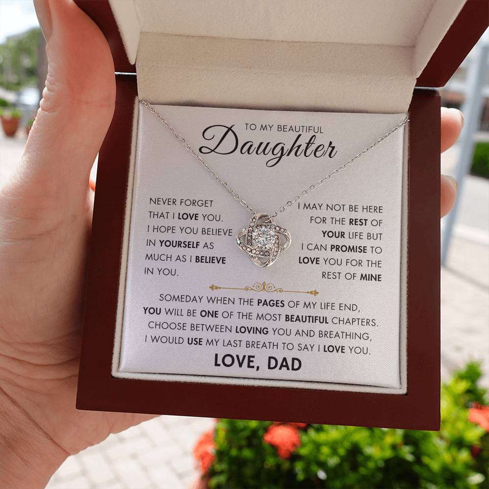 To My Daughter - My Beautiful Chapter - Love Dad - Love Knot Necklace