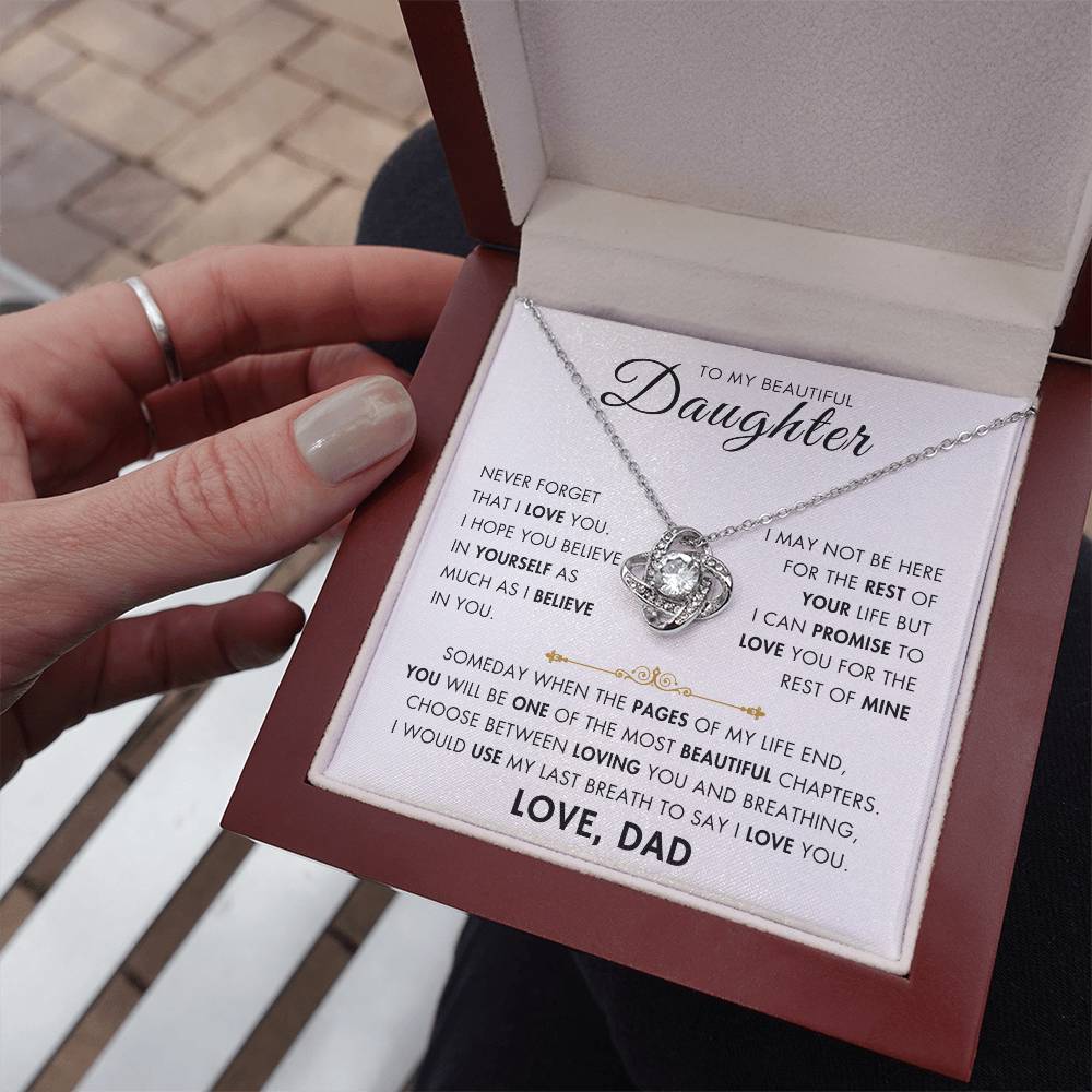 To My Daughter - My Beautiful Chapter - Love Dad - Love Knot Necklace