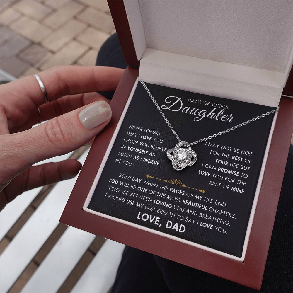 To My Daughter - My Beautiful Chapter - Love Dad - Love Knot Necklace -BG 1