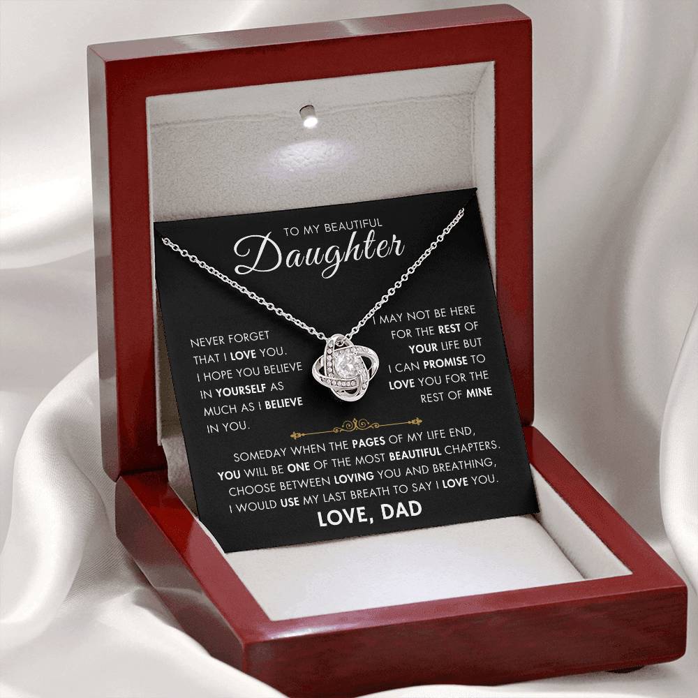 To My Daughter - My Beautiful Chapter - Love Dad - Love Knot Necklace -BG 1