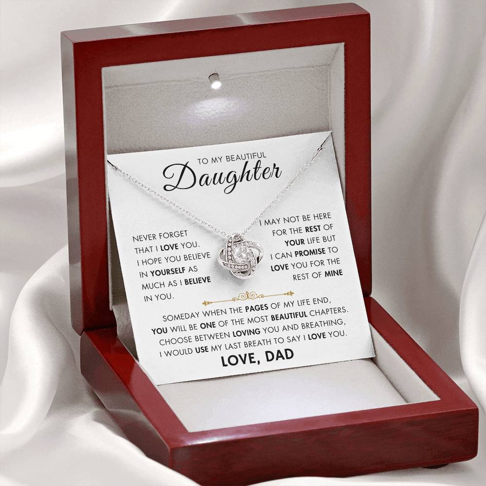 To My Daughter - My Beautiful Chapter - Love Dad - Love Knot Necklace