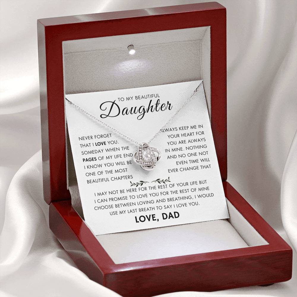 "To My Daughter - Never Changing Love from Dad - Love Knot Necklace"