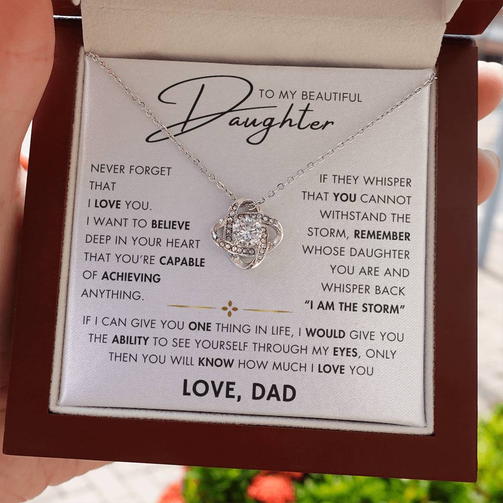 To My Daughter - You Are Capable - Love Knot Necklace - Love Dad