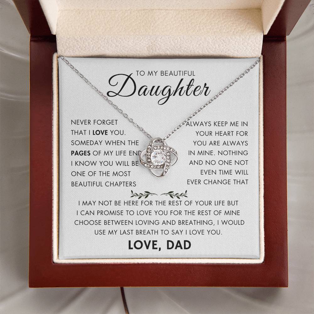 "To My Daughter - Never Changing Love from Dad - Love Knot Necklace"