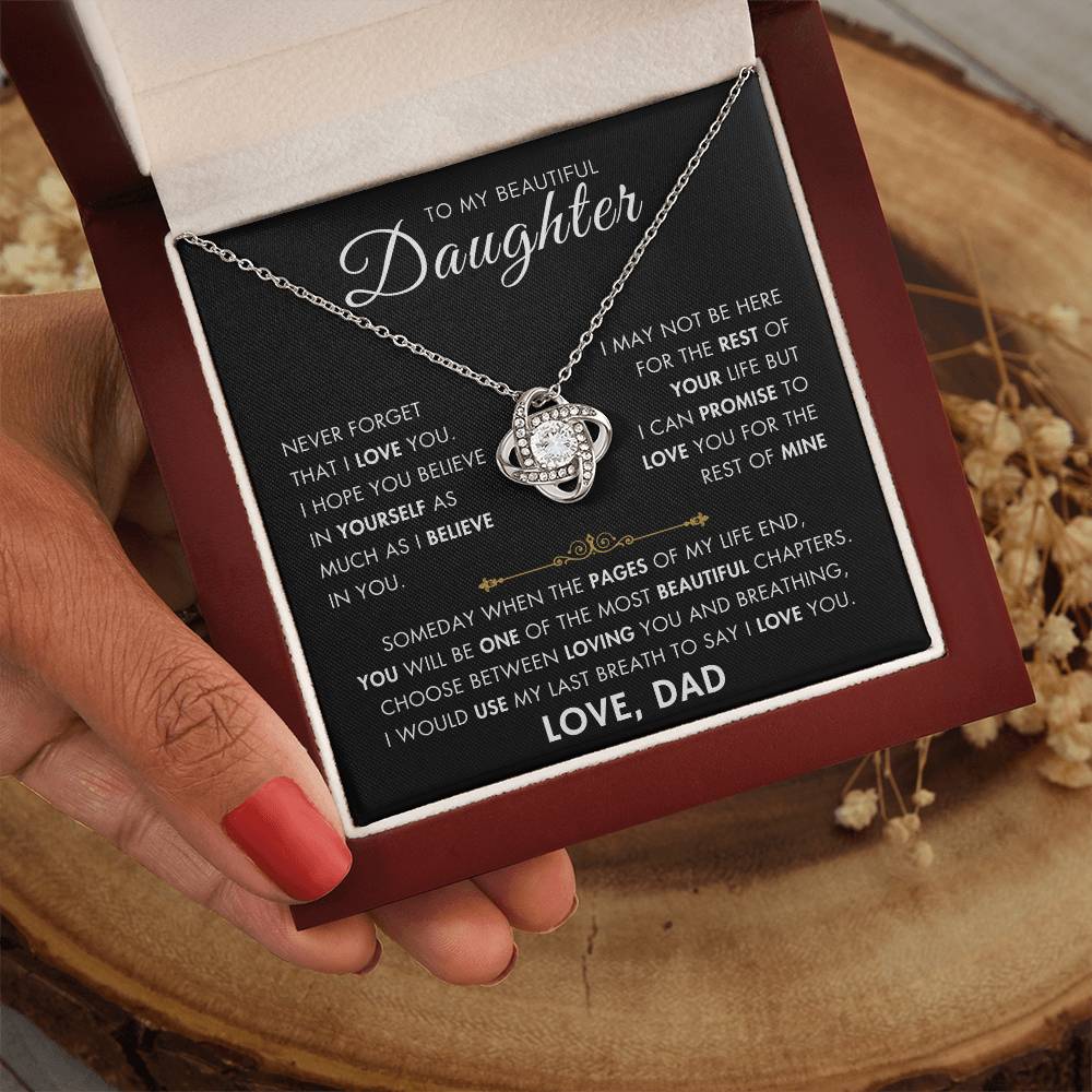 To My Daughter - My Beautiful Chapter - Love Dad - Love Knot Necklace -BG 1