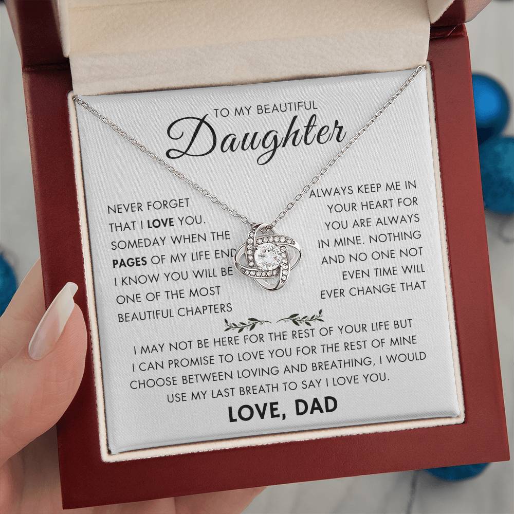 "To My Daughter - Never Changing Love from Dad - Love Knot Necklace"