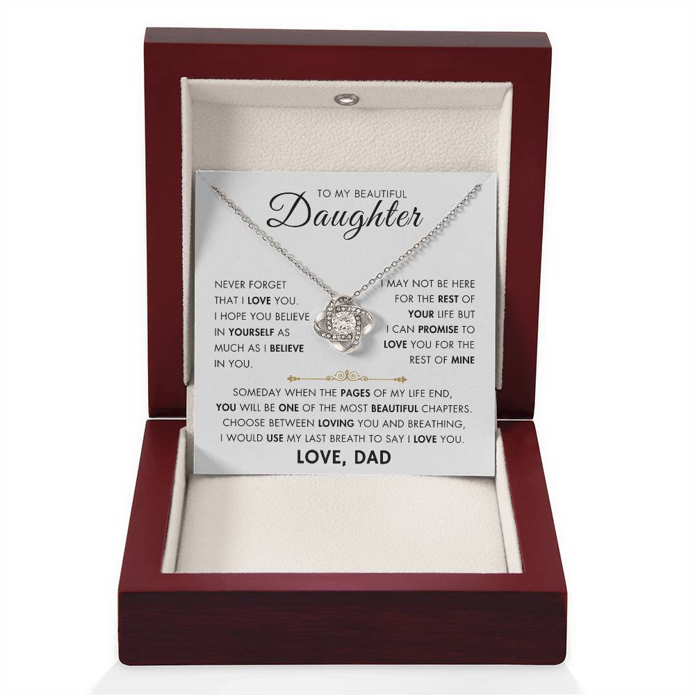 To My Daughter - My Beautiful Chapter - Love Dad - Love Knot Necklace