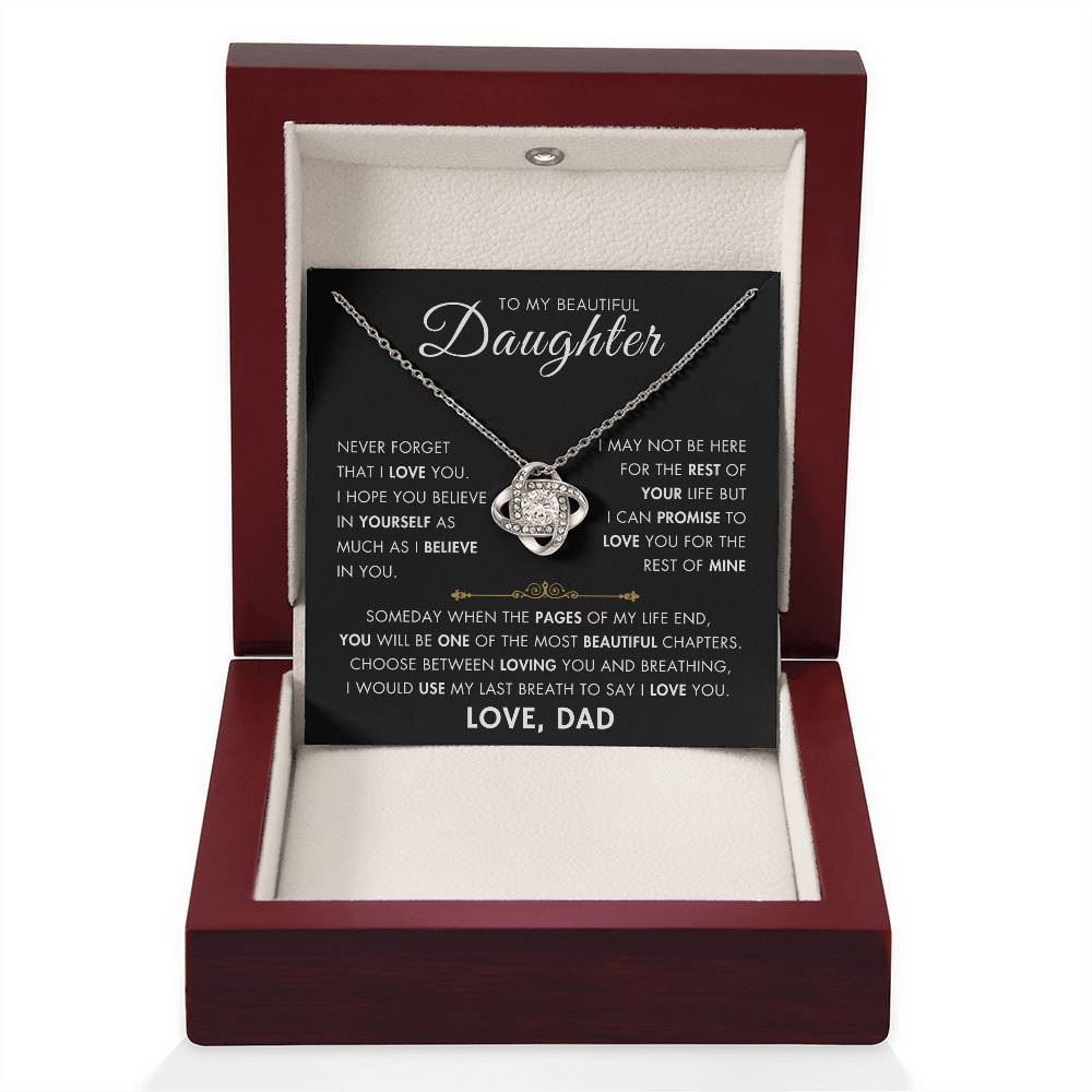 To My Daughter - My Beautiful Chapter - Love Dad - Love Knot Necklace -BG 1