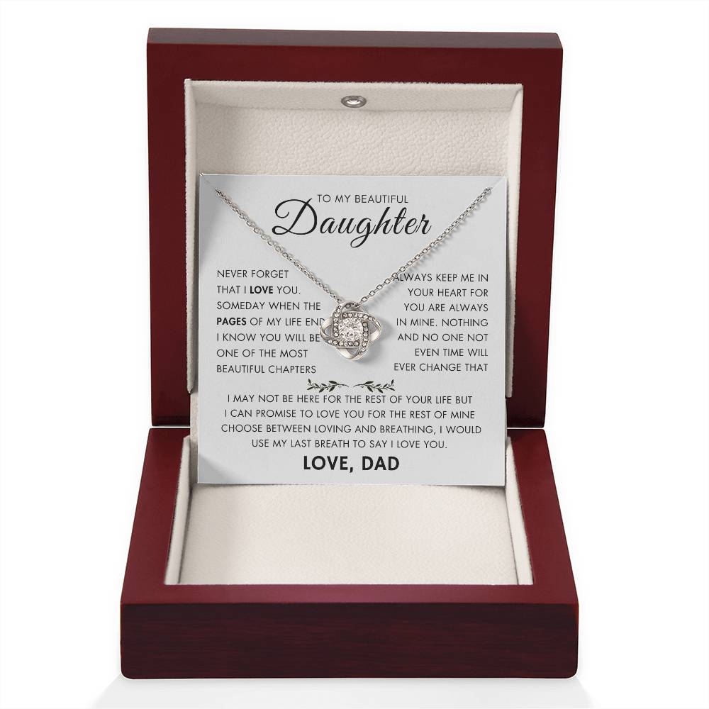 "To My Daughter - Never Changing Love from Dad - Love Knot Necklace"