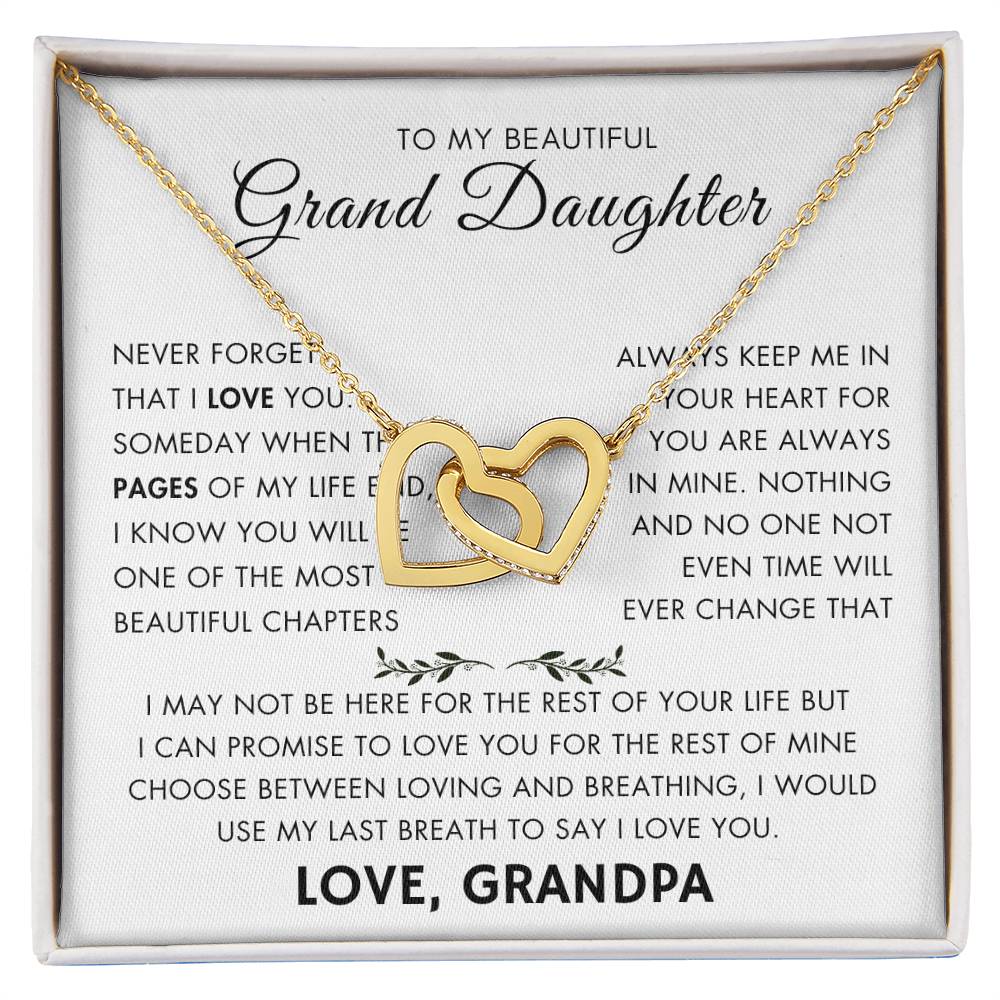 "To My Grand Daughter - Never Changing Love from Grandpa - Love Knot Necklace"