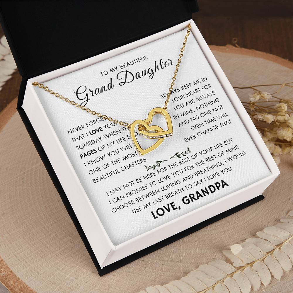 "To My Grand Daughter - Never Changing Love from Grandpa - Love Knot Necklace"