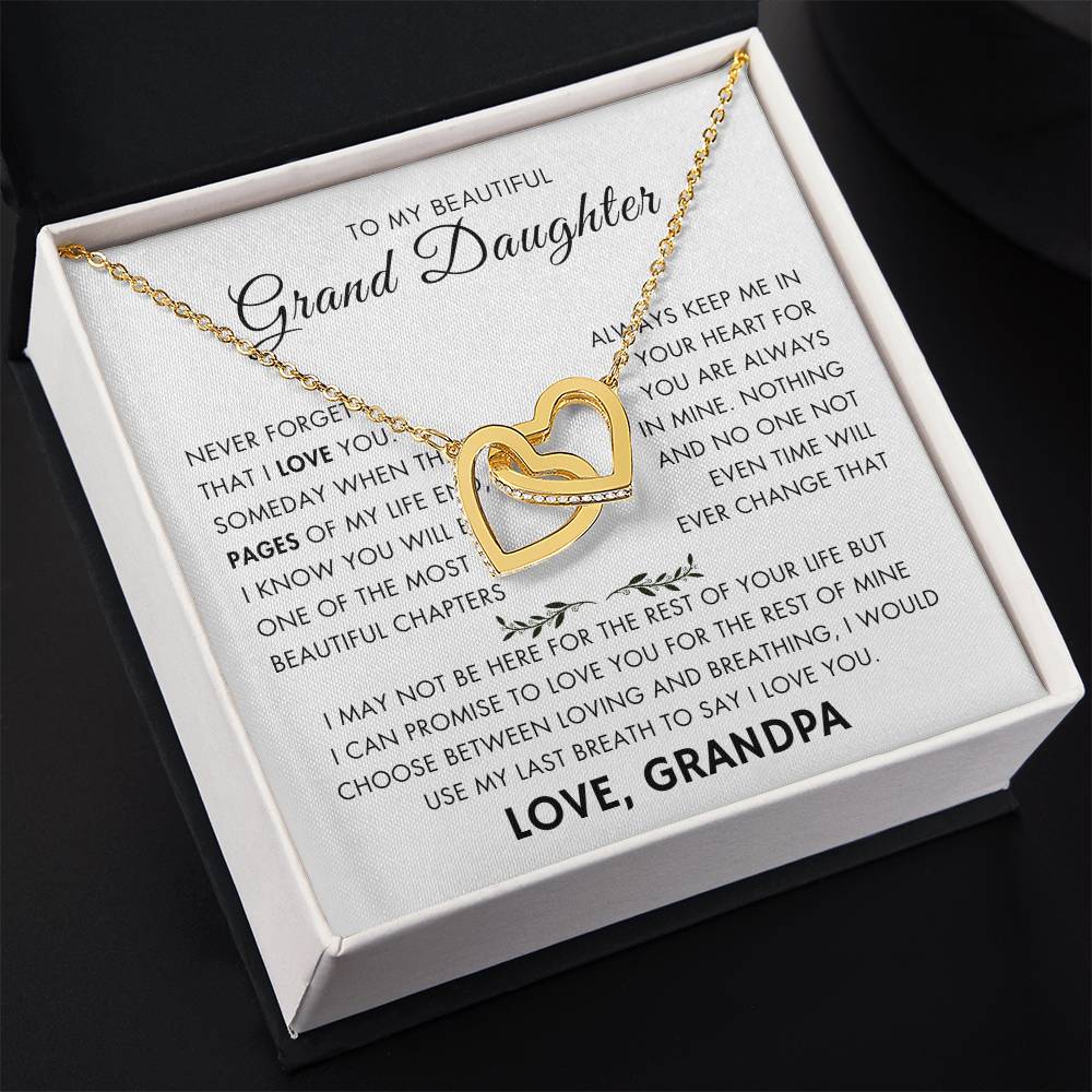 "To My Grand Daughter - Never Changing Love from Grandpa - Love Knot Necklace"