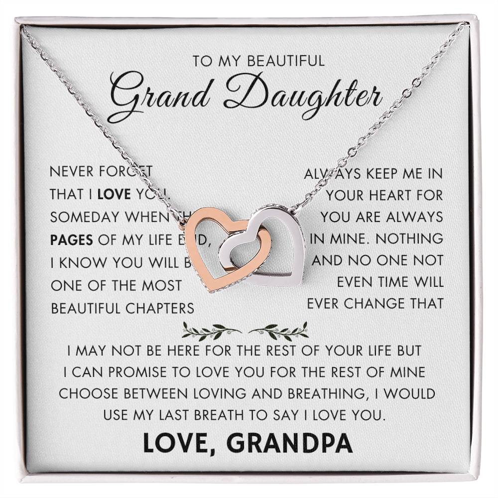 "To My Grand Daughter - Never Changing Love from Grandpa - Love Knot Necklace"