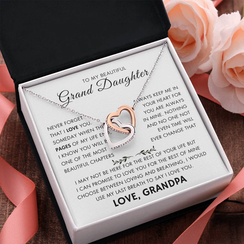 "To My Grand Daughter - Never Changing Love from Grandpa - Love Knot Necklace"