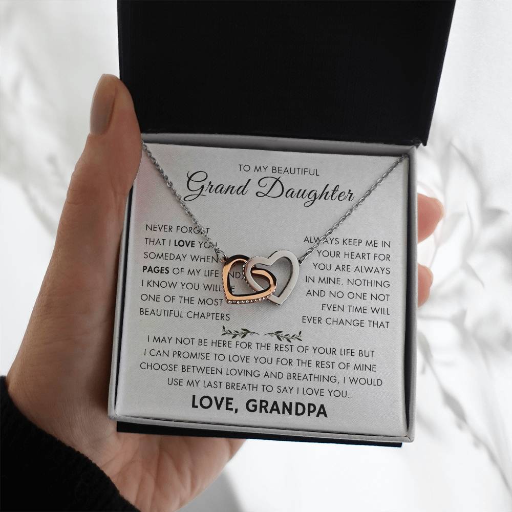 "To My Grand Daughter - Never Changing Love from Grandpa - Love Knot Necklace"